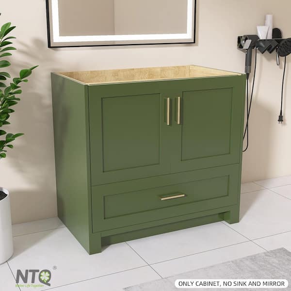 NTQ 36 in. W x 21.5 in. D x 33.5 in. H Bath Vanity Cabinet without Top Bathroom Vanity Morden Style Solid Wood in Green