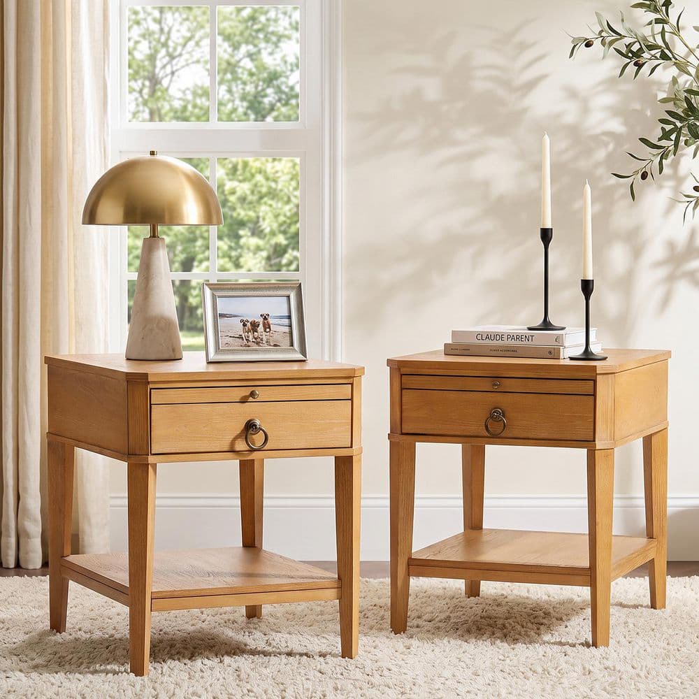 Oak Top Table Rectangle JAYDEN CREATION Country Saphoria 20 in. W Oak Farmhouse Solid Wood ...
