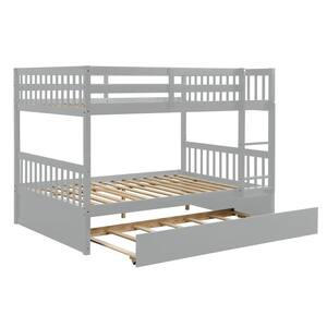 Harper & Bright Designs Gray Full Over Full Bunk Bed with Twin Trundle ...