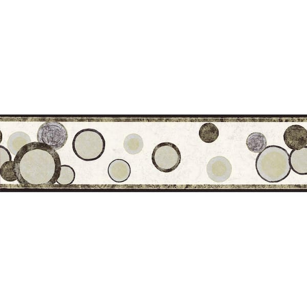 The Wallpaper Company 6.75 in. x 15 ft. Black, Gold and Silver Contemporary Circles Border
