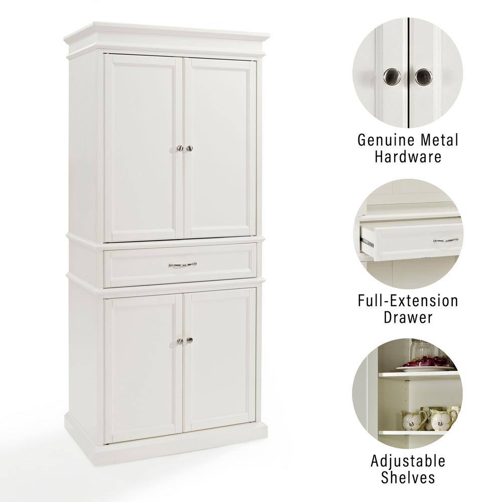 Parsons Classic White Transitional Pantry with Adjustable Shelves