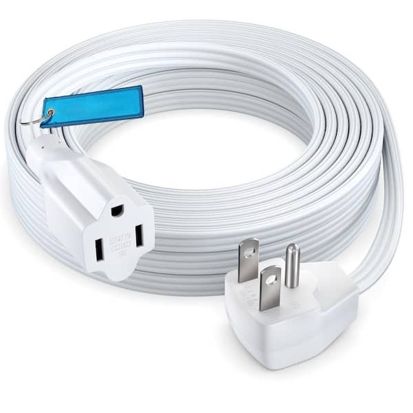 30 ft. 14 / 3 Medium / Heavy Duty Indoor Extension Cord Flat Plug Flat Wire, 15 Amps, White