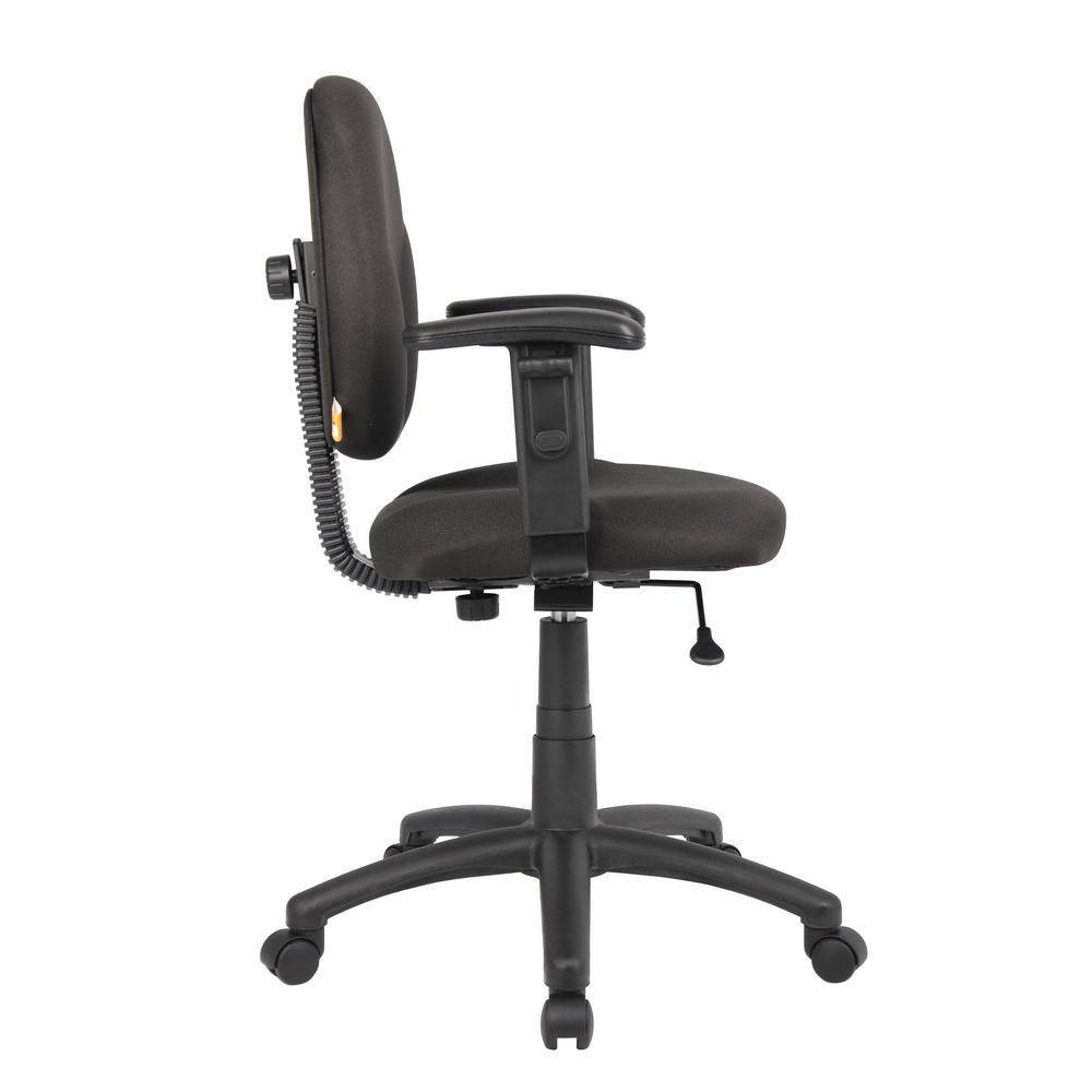 Black Ergonomic Vinyl Task Chair with Adjustable Arms