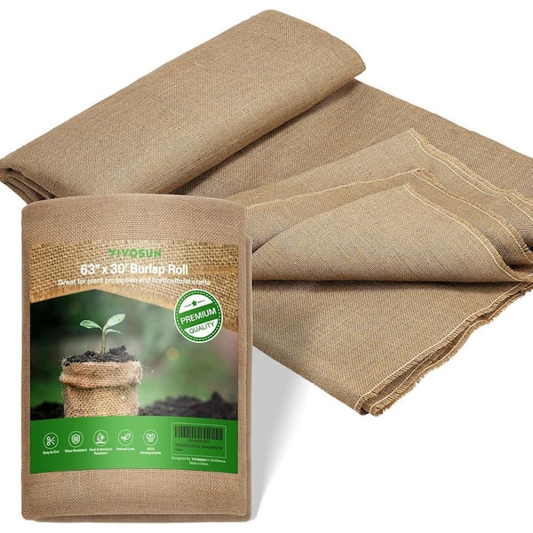 63 in. x 30 ft. High Density Natural Jute Fiber Multipurpose Burlap for Gardening, Weed Barrier and Decoration