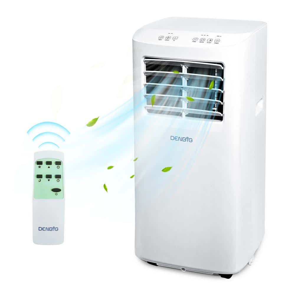 JEREMY CASS 7000 BTU (5100 BTU DOE) Portable Air Conditioner Cools 250 Sq.Ft. With fan and dehumidifier with 2 speeds, in white
