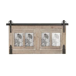 4" x 6" Brown 4 Slot Wall Photo Frame with Metal Accent