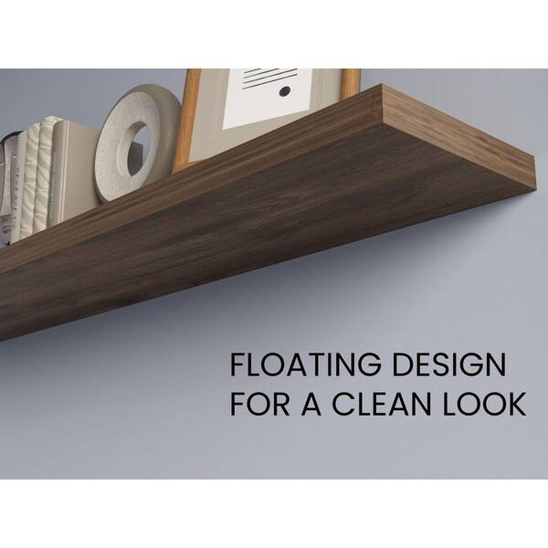 47.3 in. W x 9.8 in. D Dark Brown Wood Decorative Wall Shelf