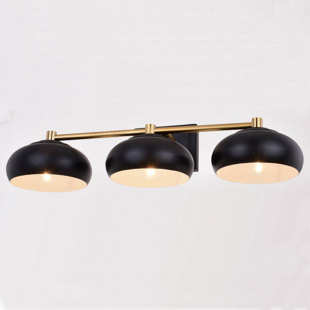 Belmont Dimmable Outdoor 27.5" Black and Brass Vanity Wall Light