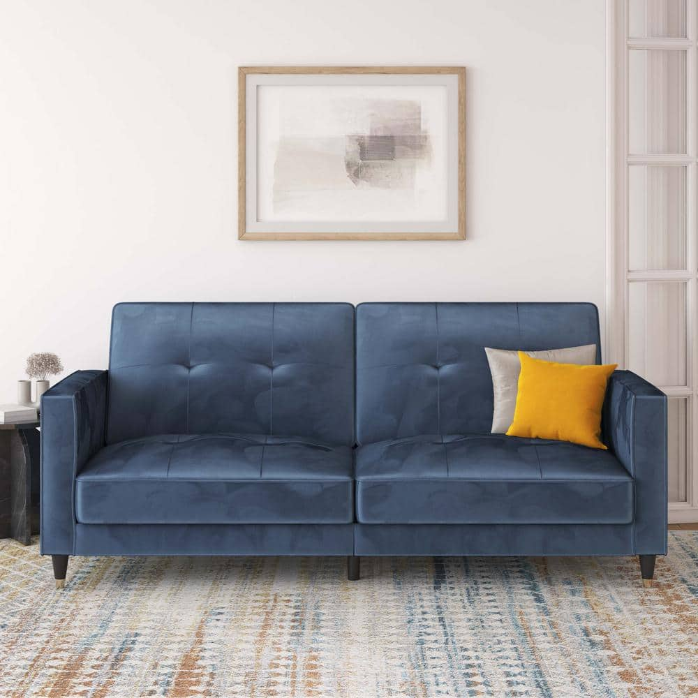 DHP Lilibet Pin Tufted Futon, Blue Velvet DE26125 - The Home Depot