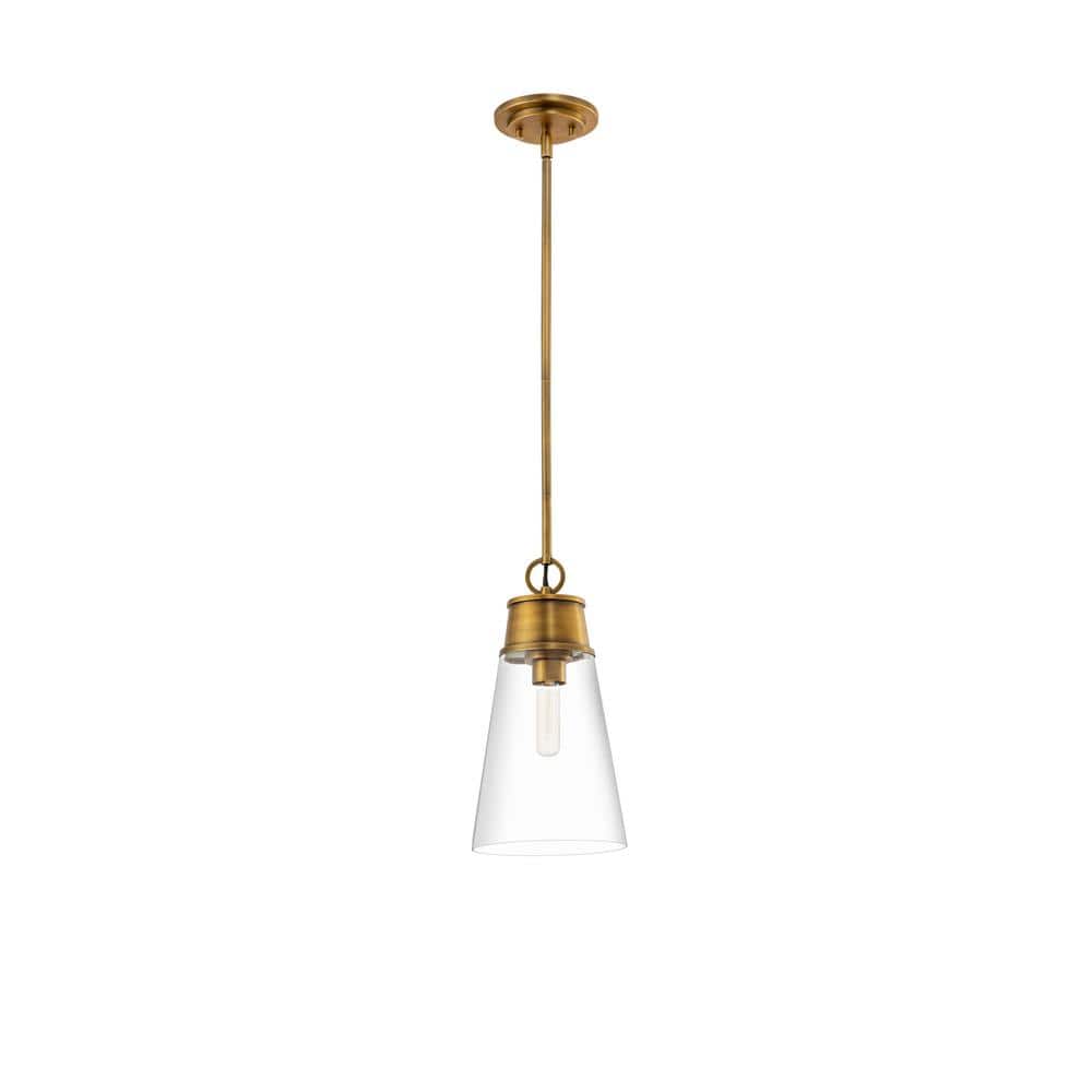 Wentworth Rubbed Brass and Glass Mini Pendant Light