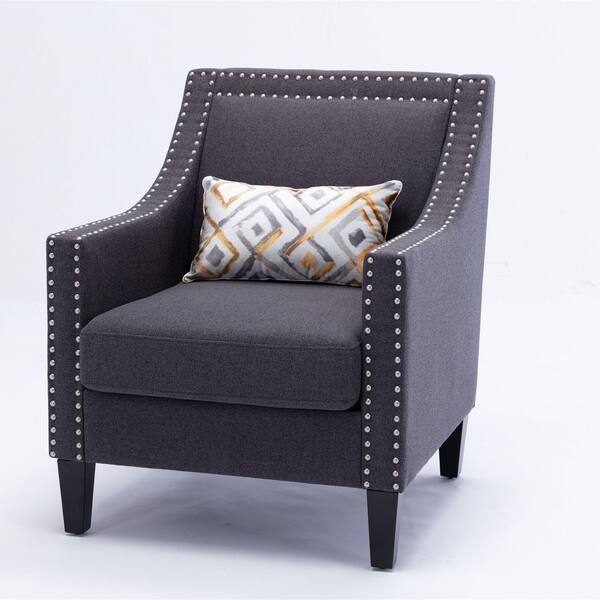 ANBAZAR Black Accent Velvet Sofa Chair/Open Back Chair Removable Tufted Cushion Armchair with Pillow Gold Stainless Steel Base