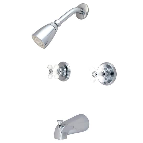 Kingston Brass Magellan 2-Handle 1-Spray Tub and Shower Faucet in Polished Chrome (Valve Included)