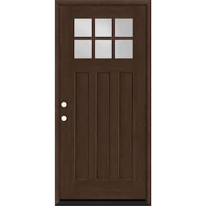 Regency 32 in. x 80 in. 6-Lite Top Lite Clear Glass RHIS Hickory Stain Mahogany Fiberglass Prehung Front Door