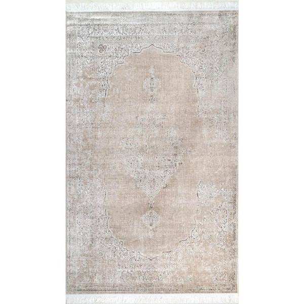 nuLOOM Cantrell Vintage Medallion Beige 4 ft. x 6 ft. Area Rug