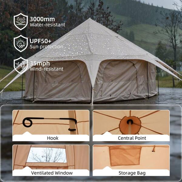 Aionor 14.8 x 9.2 ft 600D Oxford Bell Tent with Stove Jack Large