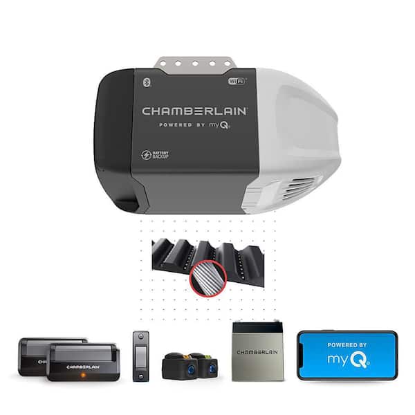 1/2 HP Smart Quiet Belt Drive Garage Door Opener with Battery Backup (4-Pack)