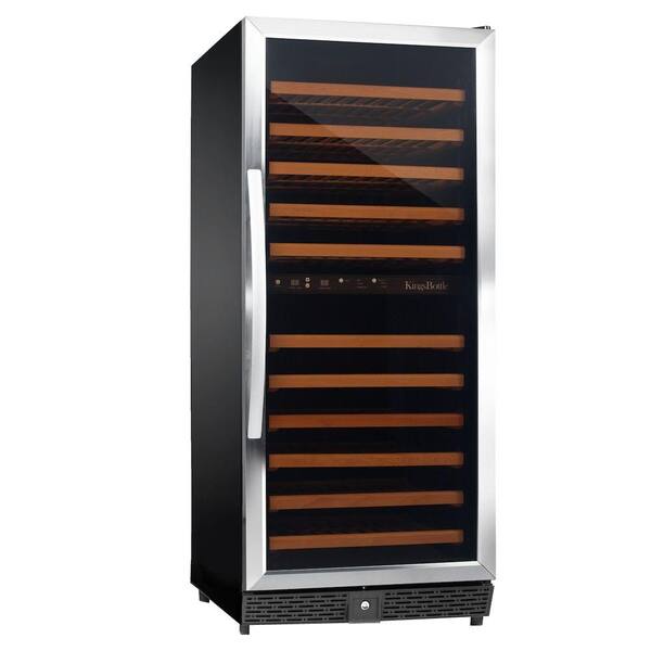 KingsBottle 24 in. 120-Bottle Dual Zone Wine Cooler in Stainless Steel