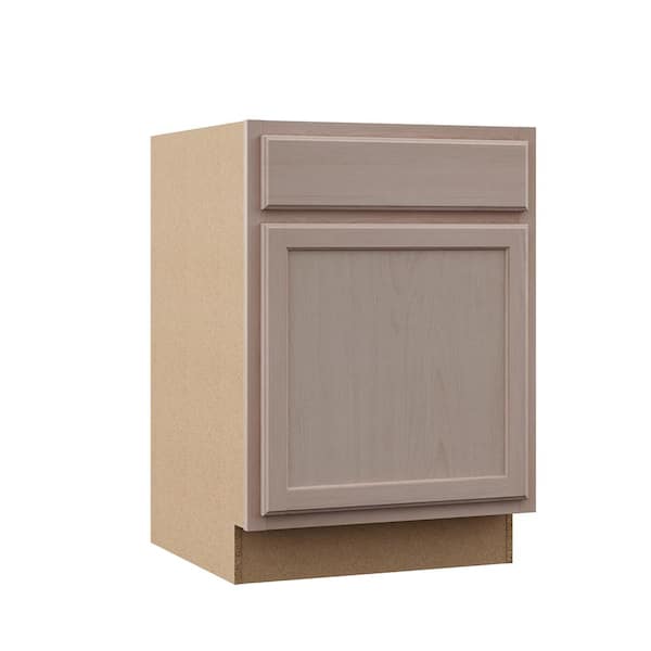 Hampton Bay 24 in. W x 24 in. D x 34.5 in. H Assembled Base Kitchen Cabinet in Unfinished with Recessed Panel