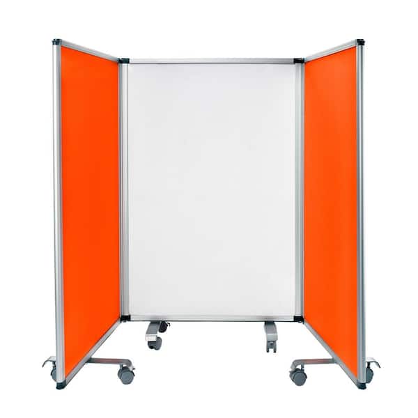 AdirOffice 42 in. x 29.25 in. Red Portable Double-Sided 3 Panel Mobile White Board and Flannel Partition
