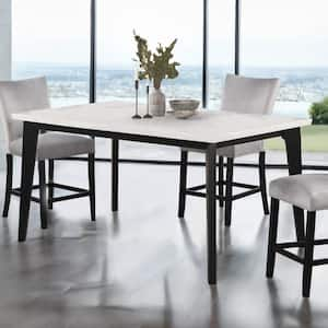 Mendy Modern White Rectangle Marble Top 70 in. 4 Leg Counter Height Dining Table Seats-6