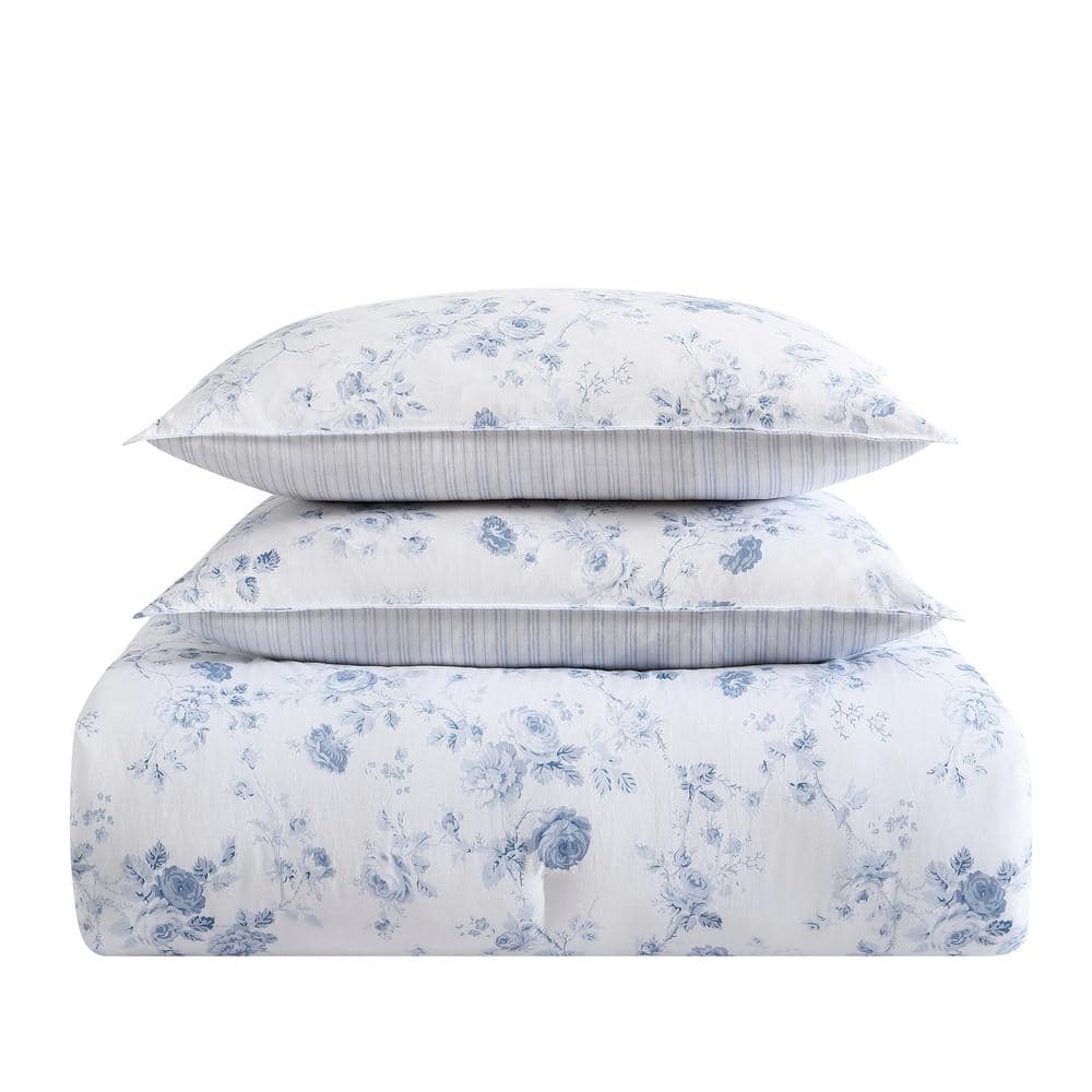 Belinda Blue Reversible Cotton King Comforter Set