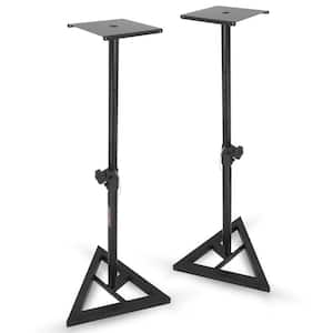 5 Core Free Standing Speaker Stand Pair with Triangle Base and Anti Vibration Height Adjustable Speaker Holder in Black