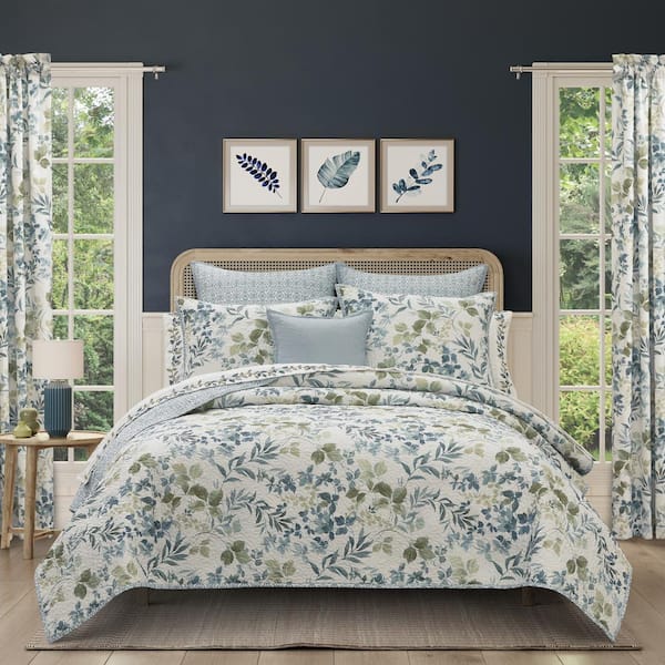 Evergreen 3-Pieces Blue Polyester King/Cal King Quilt Set