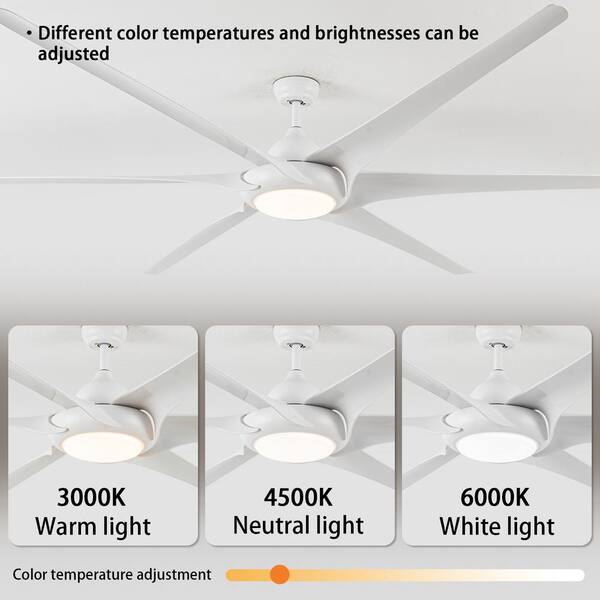 100 in. Indoor Smart LED White Low Profile Ceiling Fan with Lights 