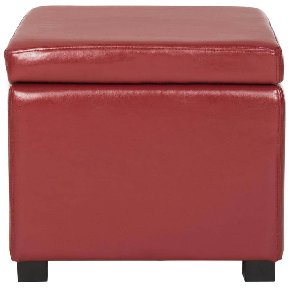 Jonathan Red Faux Leather Flip Top Storage Ottoman