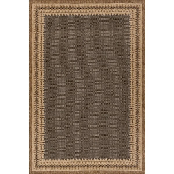 Mirelia Bordered Charcoal 8 ft. x 10 ft. Outdoor Area Rug