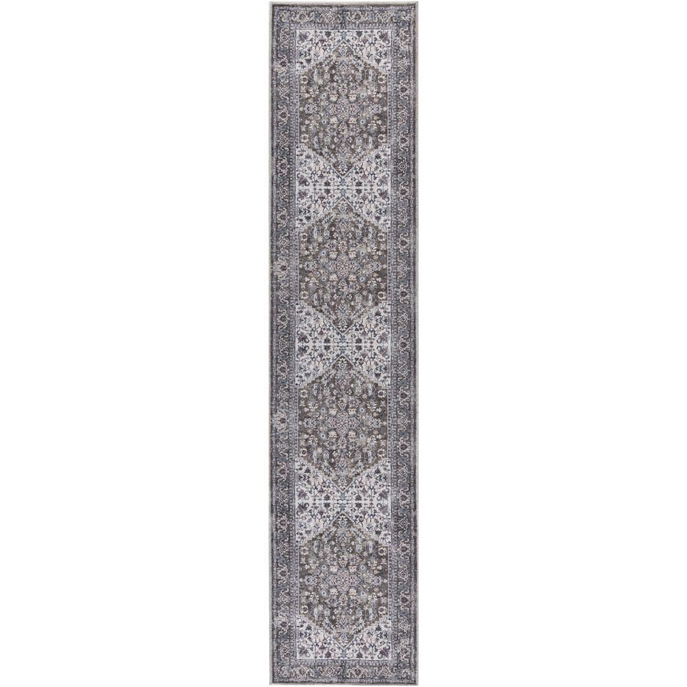 Machine Washable Series 1 Olive Ivory 2 ft. x 6 ft. Distressed Traditional 