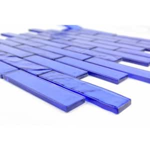 Landscape Mediterranean Blue Linear Mosaic 12.25 in. x 12.25 in. Translucent Glass Wall & Pool Tile (12 Sq. Ft./Case)