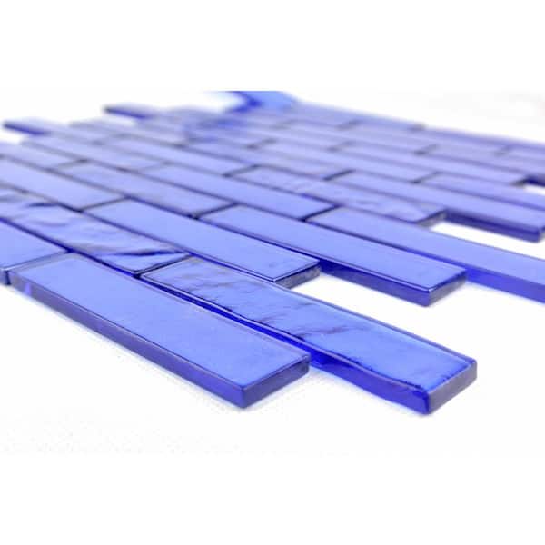Landscape Blue 12 in. X 12 in. Linear Translucent Glass Mosaic Wall And Pool Tile (8 sq.ft./Case)
