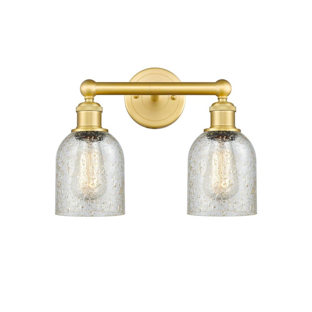 Caledonia 14 in. 2-Light Satin Gold Vanity Light with Glass Shade price history on PriceWatchPro