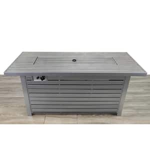 50,000 BTU Stainless Steel Outdoor Propane/Natural Gas Outdoor Fire Pit Table with Lid and Rain Cover