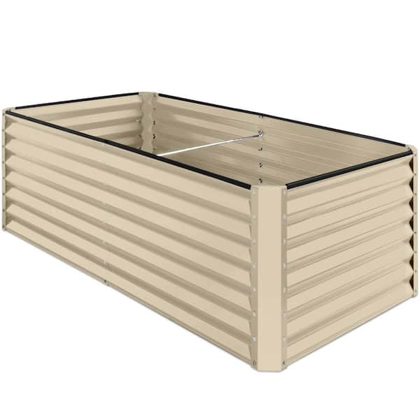 Best Choice Products 6 ft. x 3 ft. x 2 ft. Beige Outdoor Steel Raised Garden Bed Planter Box for Vegetables, Flowers, Herbs