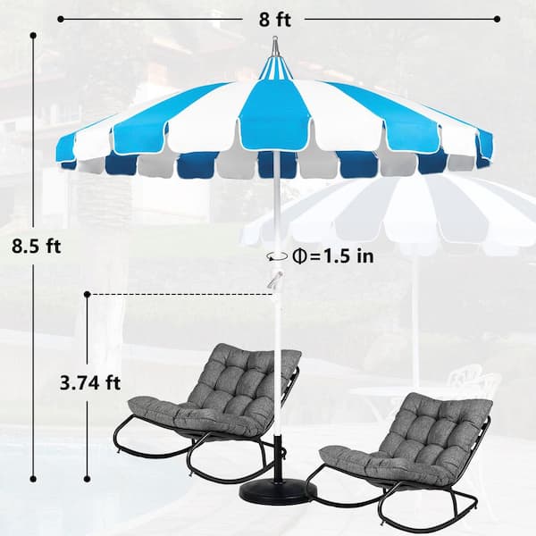 8 ft. Pagoda Outdoor Market Patio Umbrella in Teal Blue