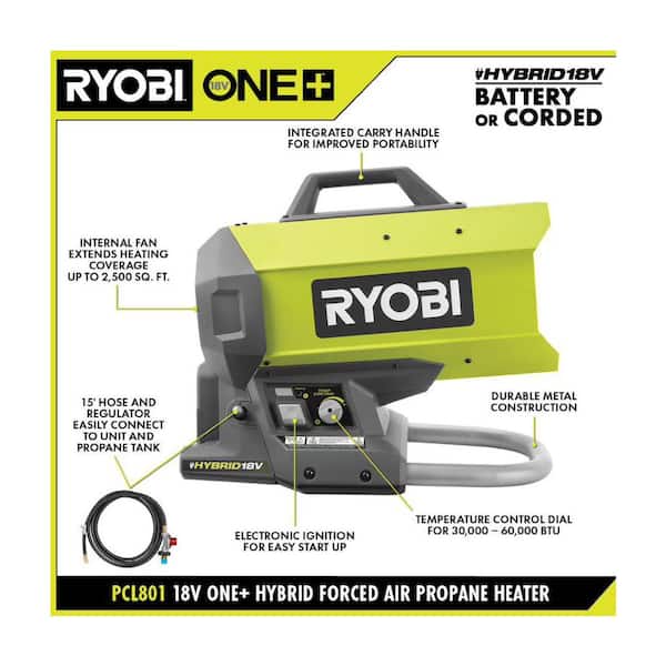 ONE+ 18V Cordless Hybrid Forced Air Propane Heater (Tool Only)