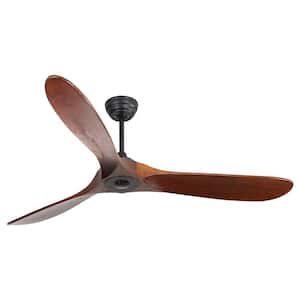 52 in. Indoor/Outdoor Without Integrated LED Black Ceiling Fan with 6 Speed Remote Control, DC Motor