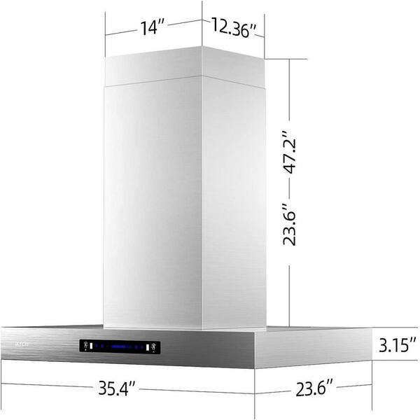 36 900 cfm ducted island range hood