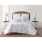 Cove 3-Piece White and Blue King Comforter Set