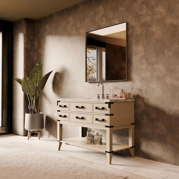 Irvington 48 in. W x 22 in. D White Oak Single Bath Vanity with Carrara Marble Top