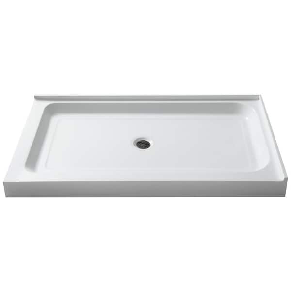 ANZZI Port Base Series 36 in. L x 48 in. W Corner Shower Shower Pan Base with Center Drain in Glossy White Marine Acrylic