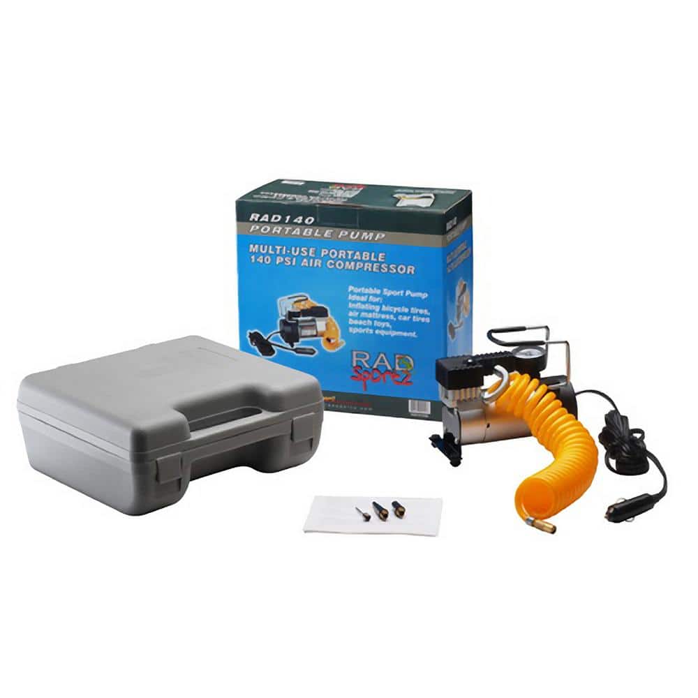 Heavy-Duty 12V Electric Air Pump with Gauge and Yellow Hose