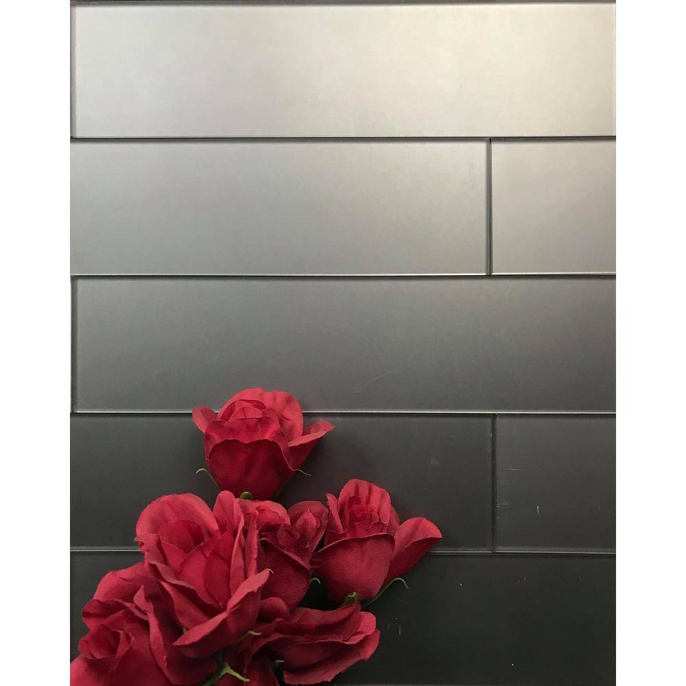 Gray Matte Glass Subway Wall Tile 3x12