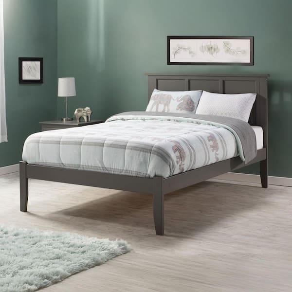 AFI Madison Full Platform Bed with Open Foot Board Grey
