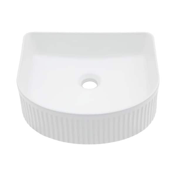 Miscool Anky 15.69 in. W Vessel Bathroom Sink in White Ceramic