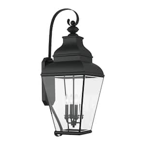 Millstone 37 in. 4-Light Black Outdoor Hardwired Wall Lantern Sconce with No Bulbs Included