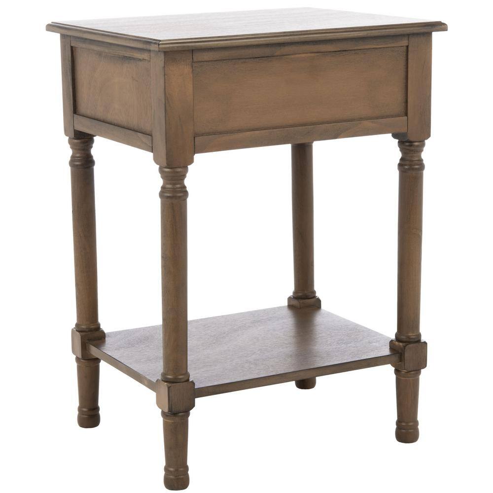 Whitney Farmhouse Brown Wood and Metal Accent Table with Storage
