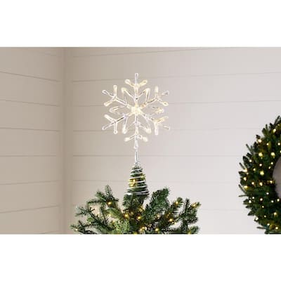 14.5 in. 3 Function Bi-Color LED Acrylic Snowflake Christmas Tree Topper